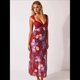 thumbnail image 3 of Vestidos Largos de Verano Y2K con Encaje, Retazos, , Estampado Floral, Escote Corazón, Espalda Descubierta y Abertura para Mujer Rojo S, 3 of 5