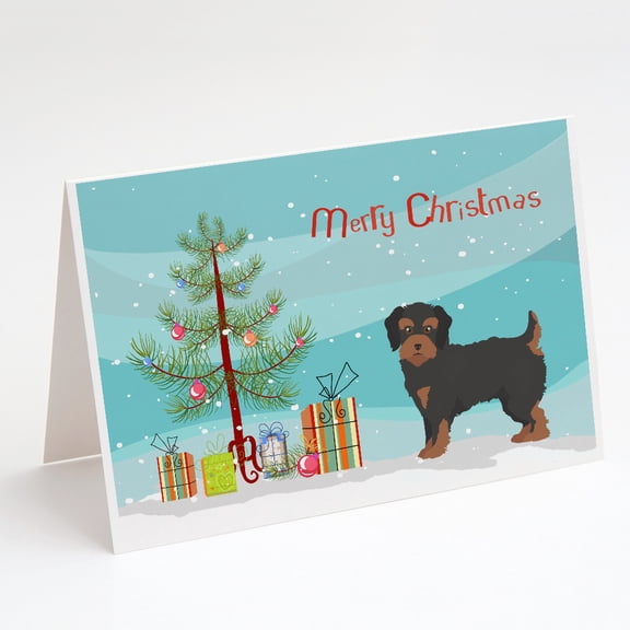 Yorkiepoo #1 Christmas Tree Greeting Cards and Envelopes Pack of 8