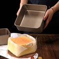 thumbnail image 4 of 2X Gold Square Cake Mould Thickening Non-Stick Ancient Baking Tray Square Deep Baking Pans Barbecue Bread Cake Mold, 4 of 8