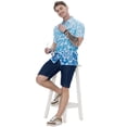 thumbnail image 6 of LA LEELA Mens Hawaiian Shirts Short Sleeve Button Down Shirt Men's Casual Shirts Vacation Tropical Summer Party Shirts for Men Funny M Blue Leaf, 6 of 6