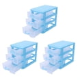 thumbnail image 1 of 3X Mini Boîte de Rangement en Plastique Translucide Type Tiroir (Bleu 3 Couches), 1 of 5