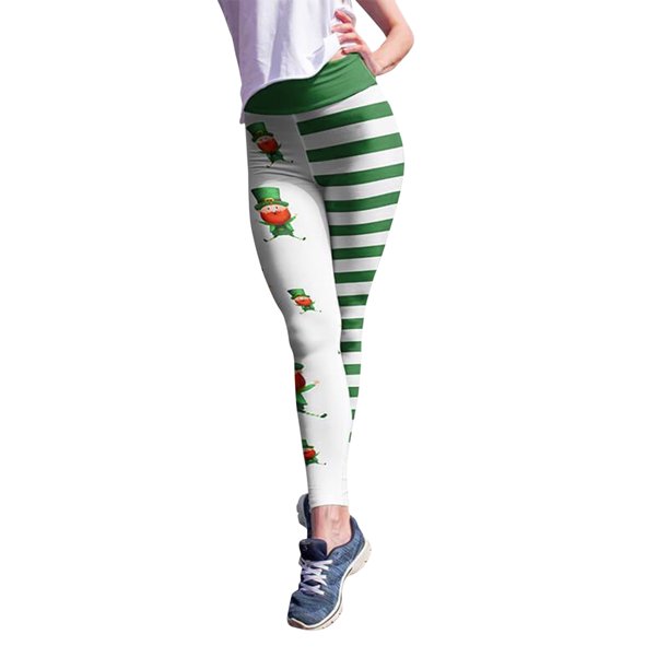 Gibobby Pantalones de yoga Pantalones para correr Leggings Good Women's para Yoga Pilates Green Luck Print Paddystripes Pantalones Pantalones(Verde,M)