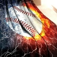thumbnail image 5 of Baseball Blanket for Boys 50"x60" 3D Printed Ball in Fire Blankets for Youth Adult Flannel Throw Home Decor for Couch Room, 5 of 6