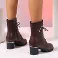 thumbnail image 4 of Wensltd Womens Boots Chunky Heel Round Toe Booties Wide Width Fall Winter Dress Shoes, 4 of 8
