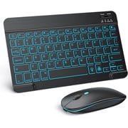 Bluetooth Keyboard and Mouse Combo for iPad - Rechargeable Wireless Keyboard & Mouse with 7-Color Backlit Compatible with iPad 10th/9th/8th Gen, iPad Pro/Air/Mini, iPhone15/14/13 Pro, Black