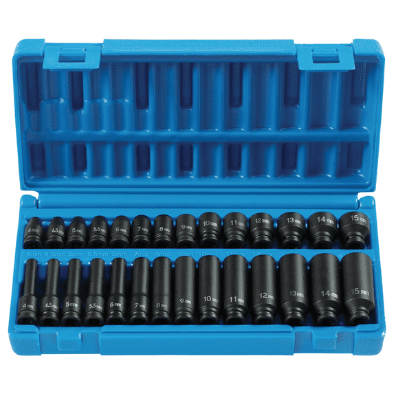 Grey Pneumatic 9728M 1/4" Dr. 28 pc. Std. & Deep Length Metric Master Set