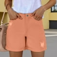 thumbnail image 2 of THDHVS Jean Shorts Womens,Denim Shorts for Women,Womens Mid-High Waisted Ripped Denim Jean Shorts Cutoff Stretchy Summer Hot Short Pants Orange XS, 2 of 5
