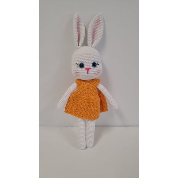 Handmade Amigurumi Rabbit Toy Buddy Bunny Easter Bunny Doll For Kids Unicex, Orange Rabbit 2, 4.72 inches