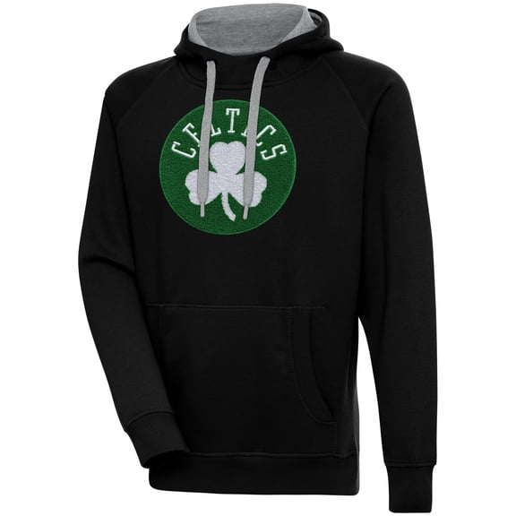 Men's Antigua Black Boston Celtics Victory Pullover Hoodie