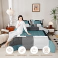 thumbnail image 3 of Manfei Abstract Geometric Twin Comforter Sets, Teal Gray Black WhiteSquare Bedding Set, Black Reversible 2pcs, 1 Comforter and 1 Pillowcase, 3 of 6