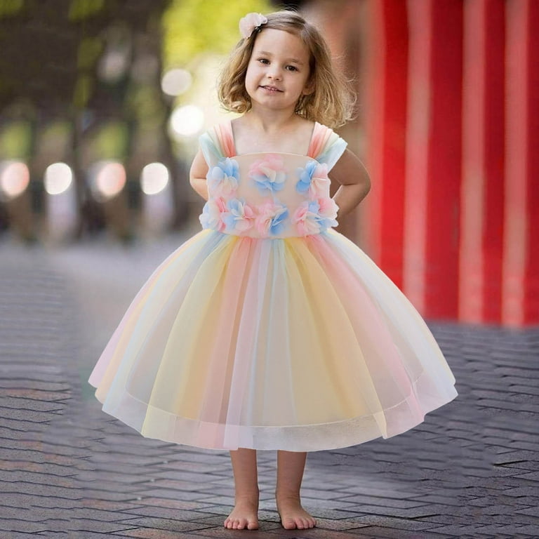 Rainbow flower girl dress hot sale