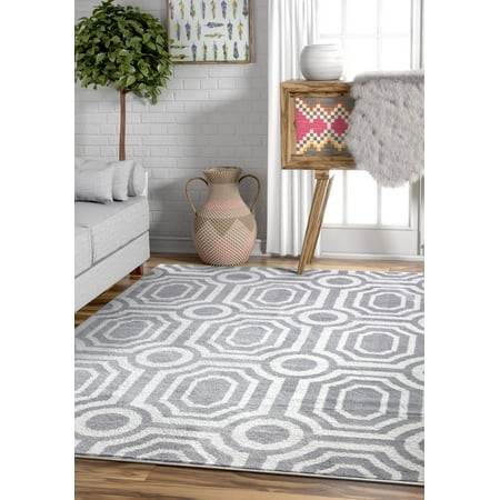Fernando Grey White Modern Mediterranean Microfiber 8x11 7