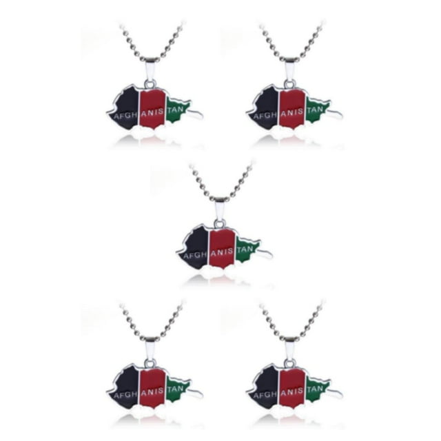 mmirethe Afghan Map Flag Pendant Necklace Bold Fashion Statement Statement With Style Alloy Afghanistan Map Flag Pendant AssortedColor 5Set