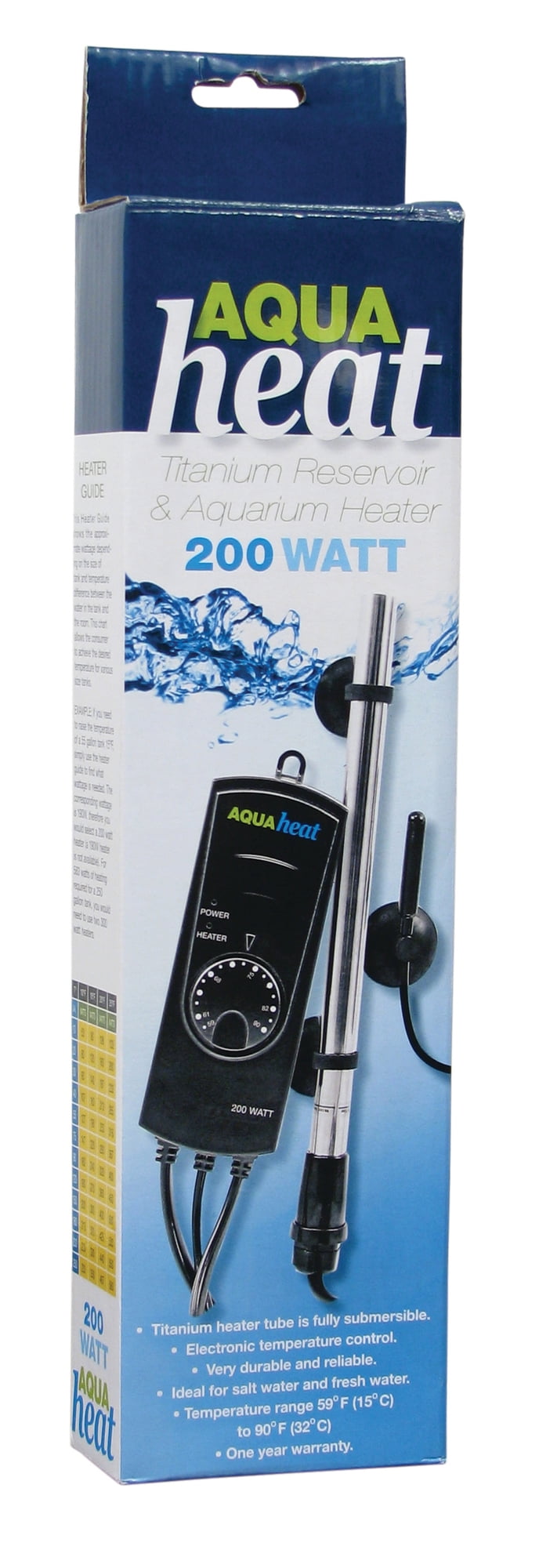 Aqua Heat Titanium 200W Watt Heater Reservoir Aquarium temp control submersible 