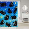 thumbnail image 2 of Manfei Night Black Cat Shower Curtain 72Wx72L, Sky Star Moon Bathroom Curtain, Blue Black, 2 of 5