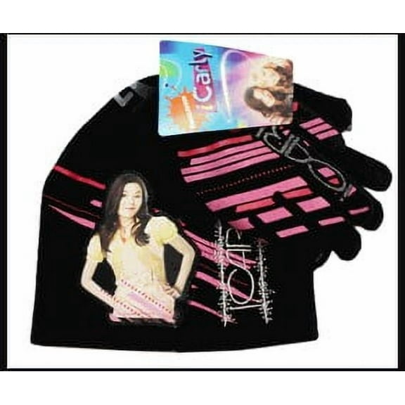Black and Pink iCarly Beanie and Gloves Set