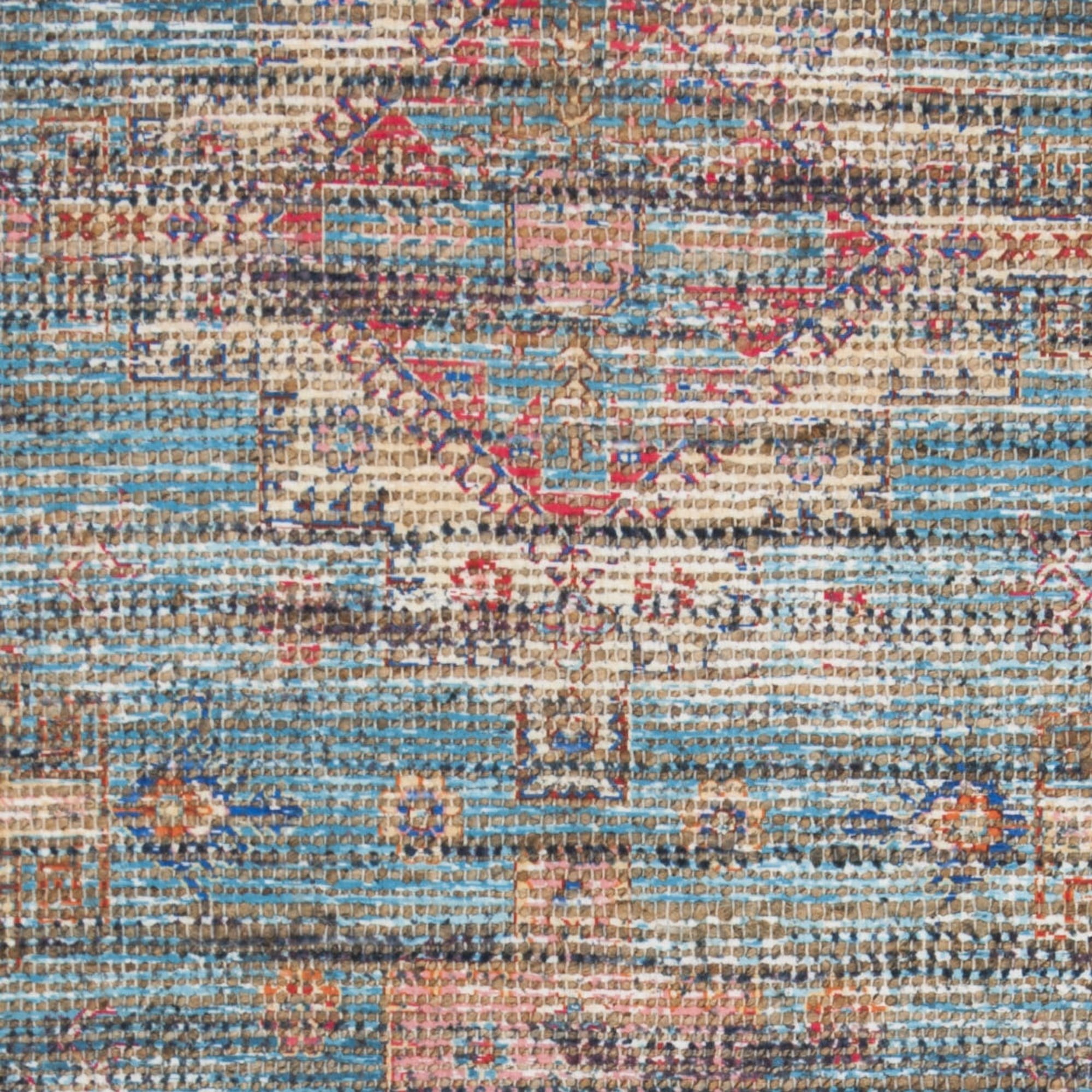 SAFAVIEH Saffron Lucius Floral Bordered Cotton Area Rug, Rust/Blue, 4' x 6'