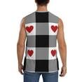 thumbnail image 4 of Gaeub Heart Black Buffalo Plaid Gingham Men's Sleeveless Muscle Shirts Workout Tank Tops, Odor Protection and Comfortable - Small, 4 of 8