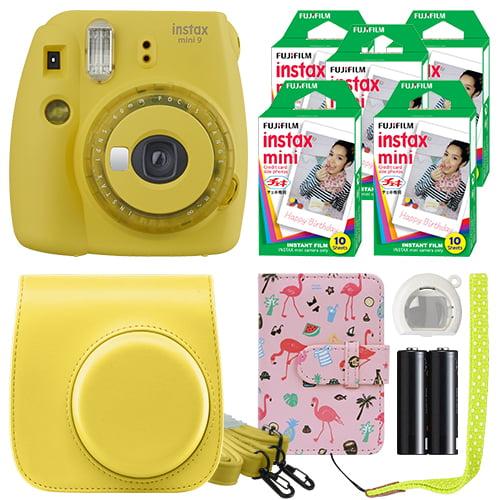 discretie bezoeker genoeg Fujifilm Instax Mini 9 Instant Camera Clear Yellow + 50 Film Sheets Classy  Kit - Walmart.com