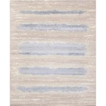 Pasargad Home Modern 97" x 119" Hand-Knotted Silk & Wool Area Rug in Mauve/Blue