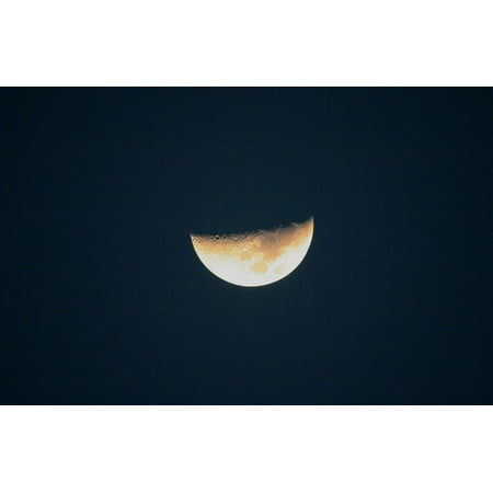 Canvas Print White Orbital Half Moon Shining Yellow Stretched Canvas 10 x 14