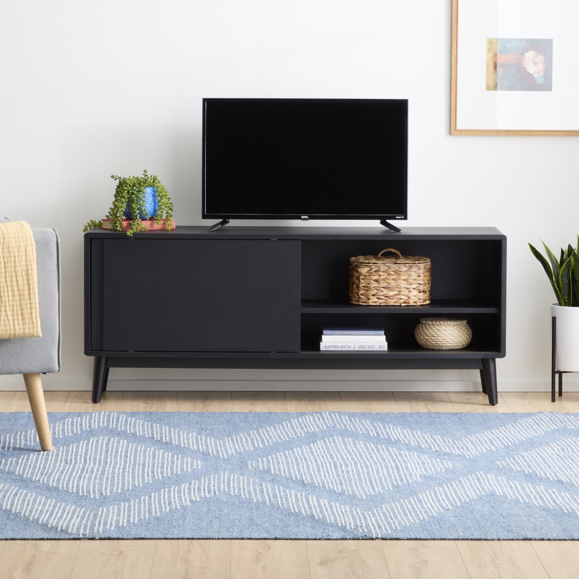 Mayview Madison Mid-Century Modern TV Stand, Black