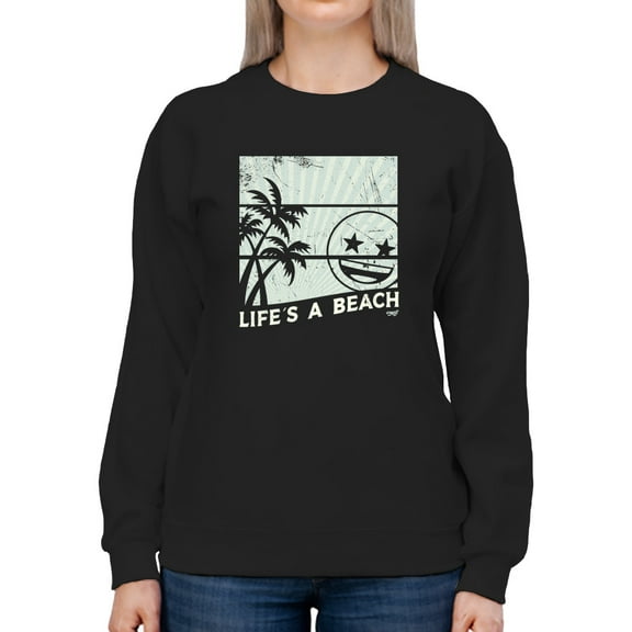 Life's A Beach - Vintage Palm Tree Emoji Women's Sweatshirt