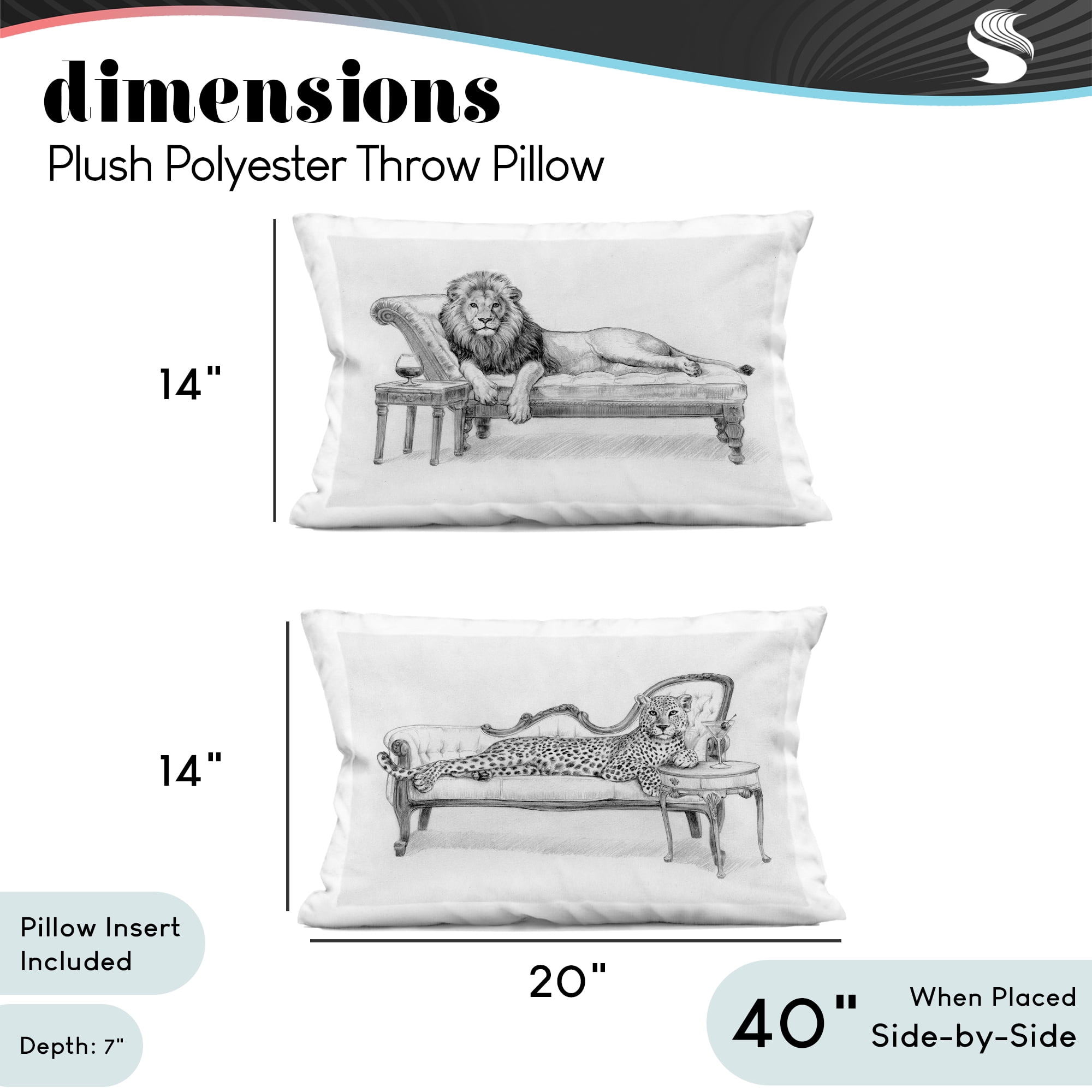 Stupell Industries Lounging Beasts Wildlife 2 Piece Decorative Printed Throw Pillow Set, design by Victoria Barnes