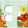 thumbnail image 4 of Metal Light Switch Plate Outlet Cover Colorful Daisies Teal Striped Damask FLW073, 4 of 13