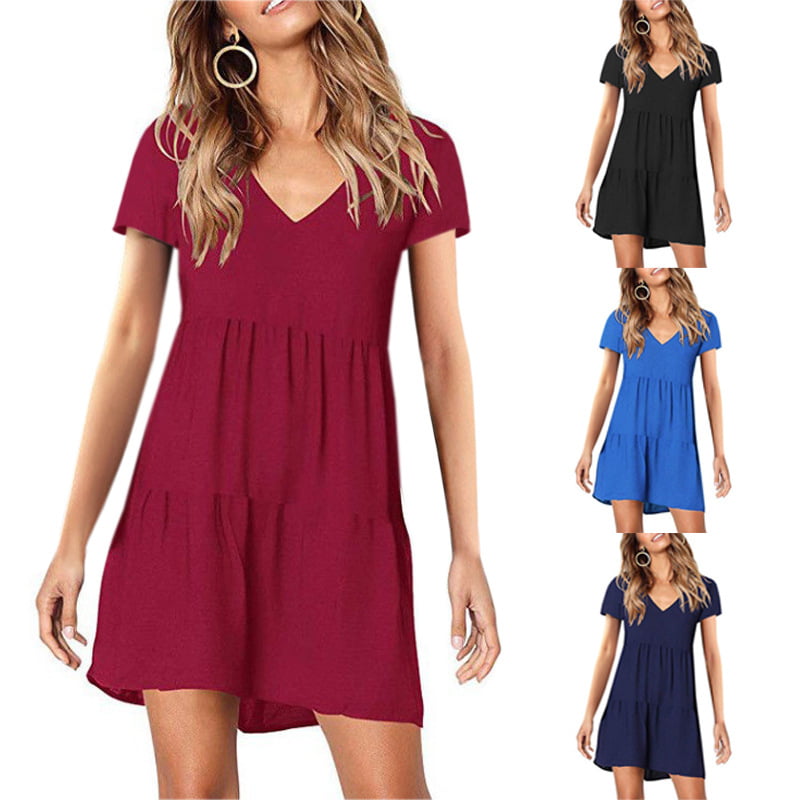 costmoons - Loose Fashion Short Sleeve Dress - Walmart.com - Walmart.com