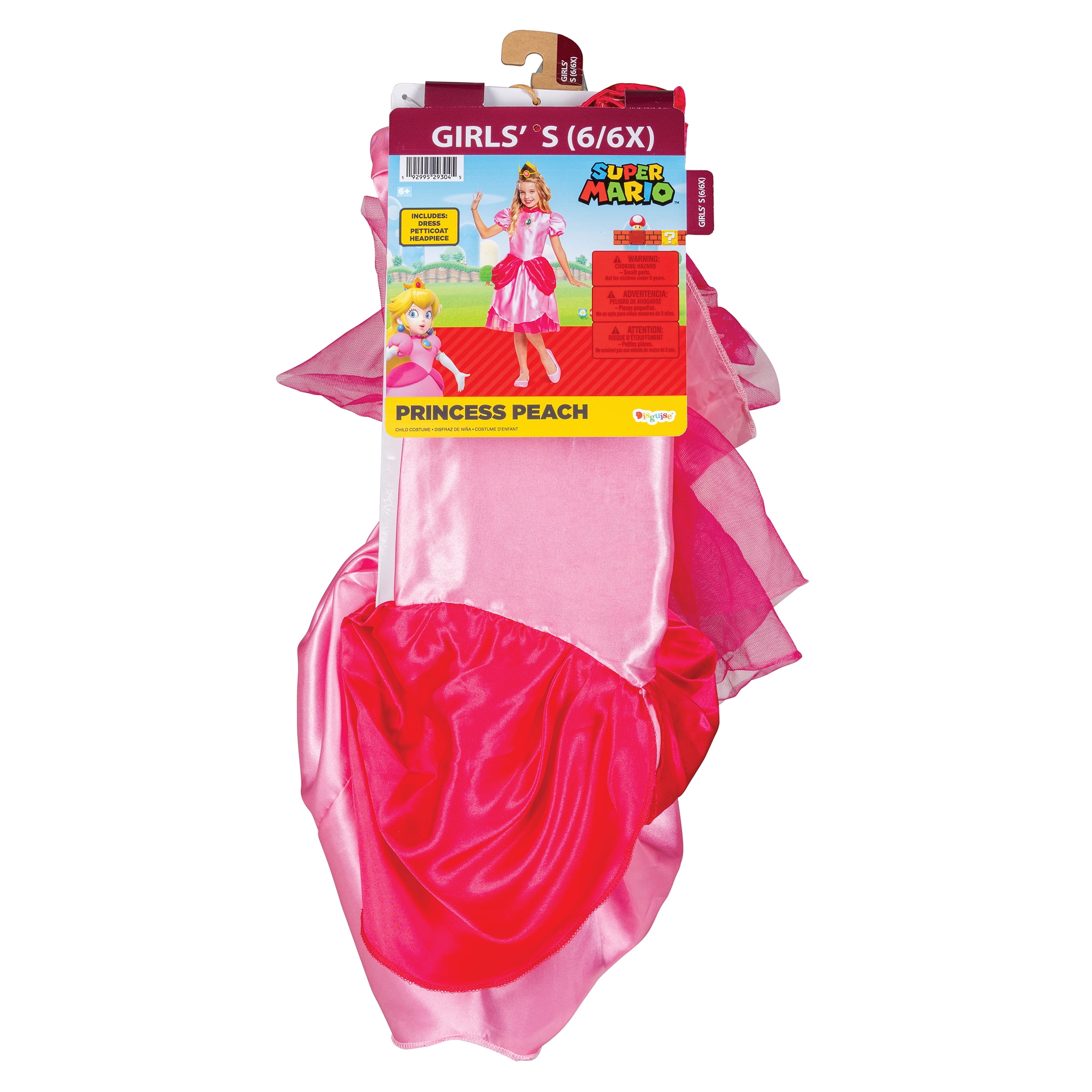 Nintendo Super Mario Bros. Princess Peach Halloween Costume for Children, Girls Size S (6/6X), by Disguise