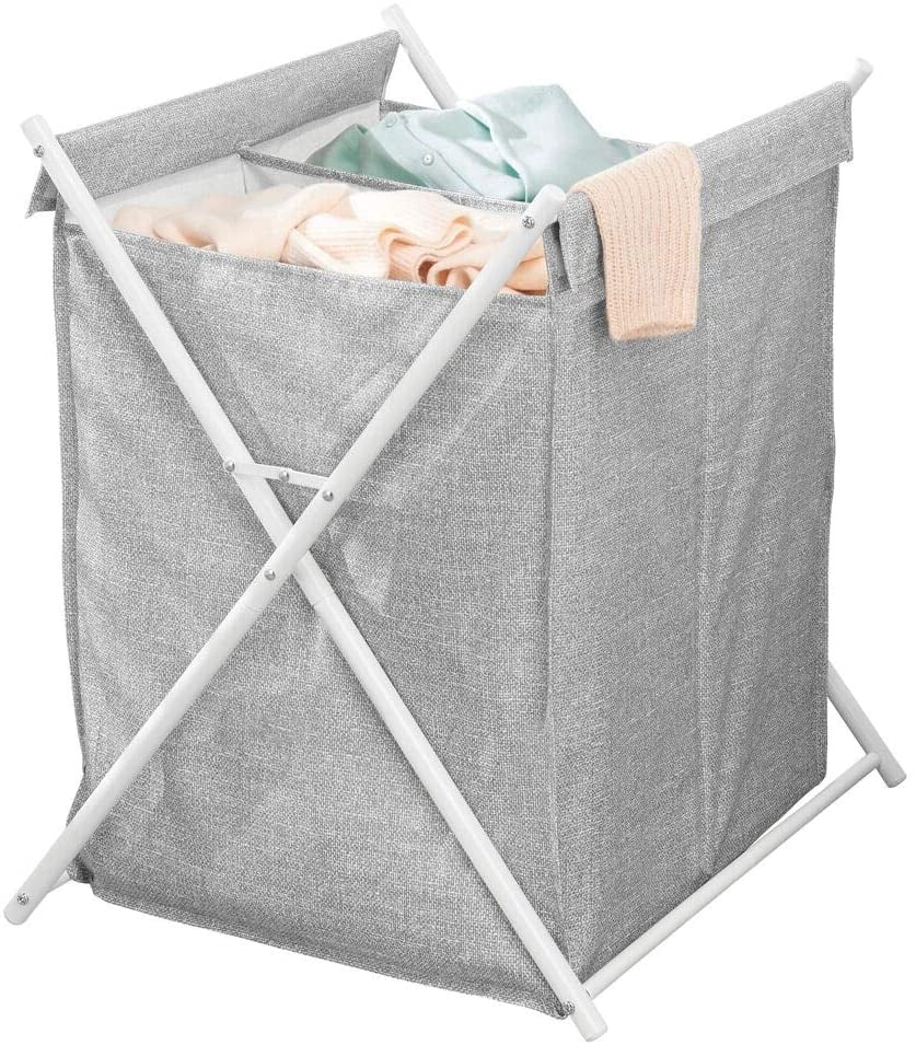 Sturdy Cloth Laundry Divided Hamper Sorter Cart Portable and