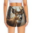 thumbnail image 2 of Lsque American Wildlife Deer Forest Printed Women's Running Shorts with Liner Pockets,Elastic Quick Dry Workout Athletic Gym Yoga Shorts,Womens High Waist Shorts-XX-Large, 2 of 9