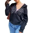 thumbnail image 1 of Moda mujer Color sólido Sudadera con capucha de esqueleto de diamantes de imitación con capucha MABOTO Sudadera con capucha de mujer, 1 of 7