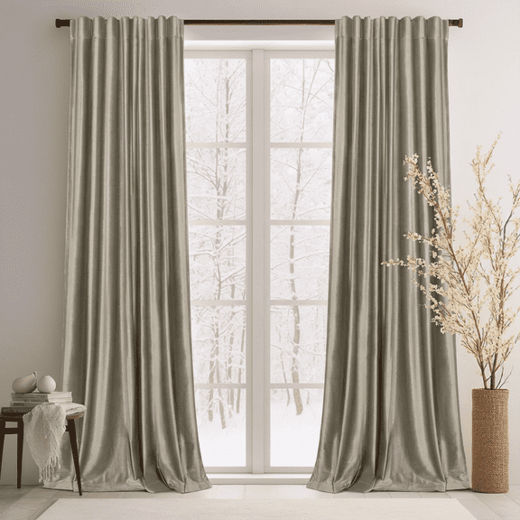 Lapalife 2 Panels Luxury Blackout Velvet Curtains, 96 inches Length Rod Pocket Thermal Insulated Soft Elegant Window Curtains for Bedroom Living Room, Taupe