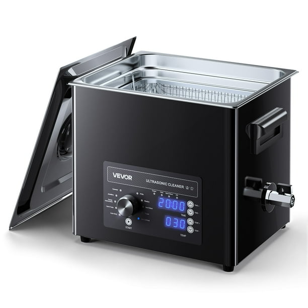 Limpiador ultrasónico VEVOR de 10 litros, máquina de limpieza ultrasónica profesional con control de perilla, máquina de limpieza de acero inoxidable con cesta y bola de limpieza, para relojes