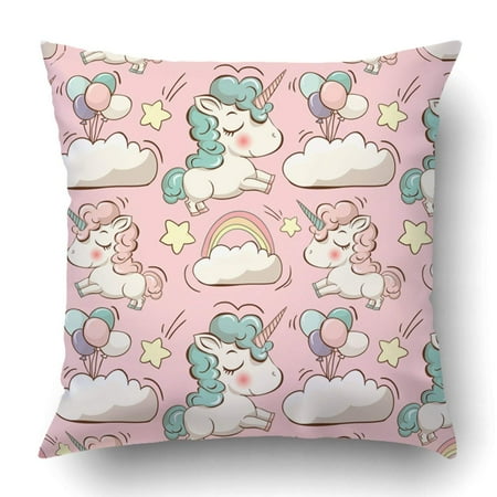 Little Star Cover BPBOP cute unicorns clouds rainbow and stars Magic background with little unicorns Pillowcase Throw Pillow Cover Case 18x18 inches ()
