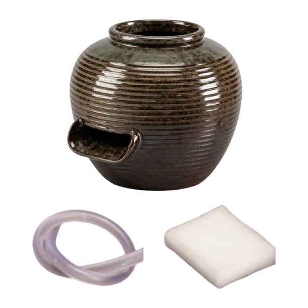 Fuente agua cerámica con recirculación y en forma U, adorno compacto para escritorio, ideal para patio, balcón o terraza. M