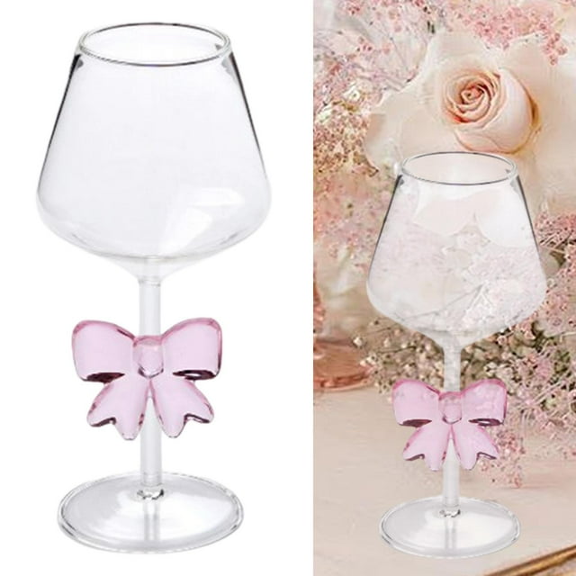 Copas de vino con forma de lazo, de vidrio transparente soplada a mano, decorativas y elegantes copas de champán para despedida de soltera, bar,