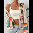 thumbnail image 4 of Cárdigan de Crochet Floral para Mujer, con Abertura Frontal, Larga, Color Albaricoque, Talla S, 4 of 9