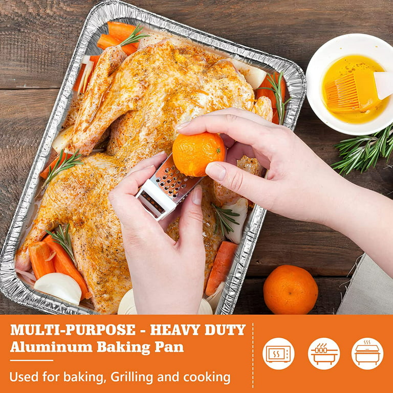 Aluminum Pans Full Size, Large Disposable Roasting & Baking Pan