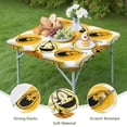 thumbnail image 4 of Stretch-fit Halloween tablecloth with elastic border, specifically made for 36x36 inch square tables, features classic spooky ghost and pumpkin designs, 4 of 6