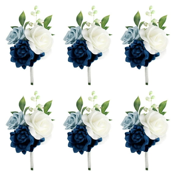 Sharprepublic 6Pcs Wedding Boutonniere Bridal Bridegroom Boutonnieres for Wedding Ceremony