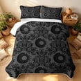 thumbnail image 3 of Erosebridal Hippie Damask Bed Spread Queen, Boho Sun Queen Coverlet Set, Black Charcoal Gray 3-Piece, 1 Quilt and 2 Pillowcases, 3 of 7