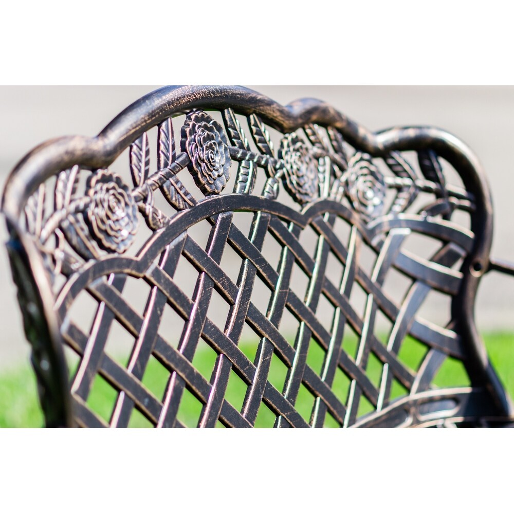 Garden Bench Bronze Colour - Lattice Design 42.5 Inch Long