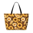 thumbnail image 2 of Daiia Vintage Wood Grain Sunflower A Beach Travel Bag - Water-Resistant Beach Bag, Lightweight Tote with 7 Pockets for Women and Men - Gym,Pool,Camping,Reusable Grocery Bag, 2 of 7