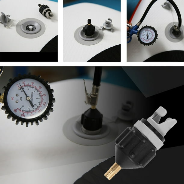 Adaptador de inflador para kayak y tabla de paddle surf, conector universal para bomba, válvula de liberación rápida, construcción de plástico resistente, para kayak, pesca, deportes al aire