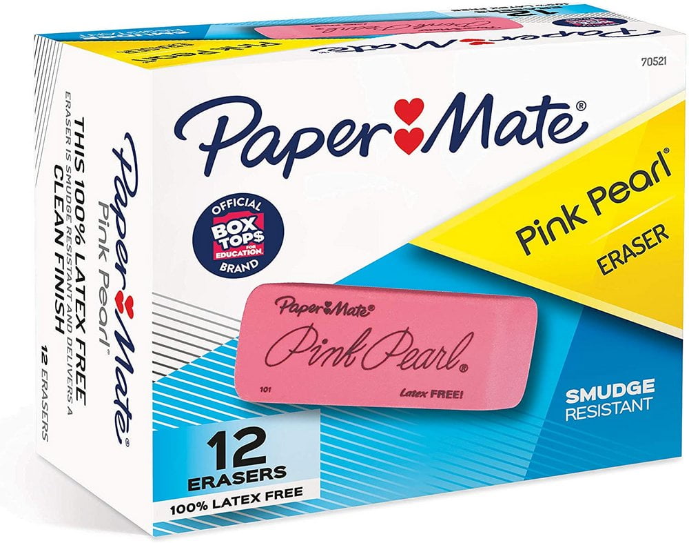 Classic Design Paper Mate Pink Large Pearl Erasers 12 Erasers 