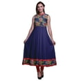 thumbnail image 1 of Bimba Robe Anarkali Bleu Marine3 à Fleurs pour Femmes Kurti Imprimé Ethnique Indien Longue Kurta Robe de Soirée Grande, 1 of 6
