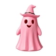 thumbnail image 2 of Light-Up Pink Ghost Figurine with Witch Hat, Resin Halloween Ghost Statue, Cute Desktop Ornament for Shelf Mantel Gothic Home Decor, 2 of 5